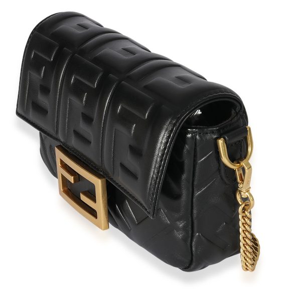 Fendi Black Logo Embossed Mini Baguette - Picture 2 of 8